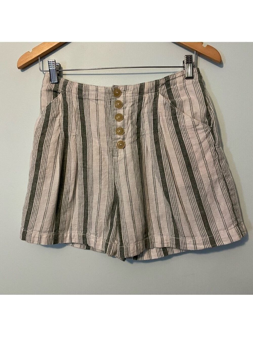 Anthropologie Striped Button Up Shorts Size 0